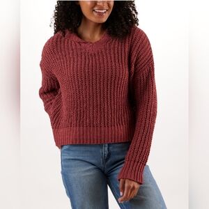 Uncharted Threads Hoodie Knit Chenille Crop Sweater Size Small  (Paper Store)